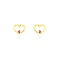 Histoire D'Or Boucles D'oreilles Puces Martella Or Jaune Rubis