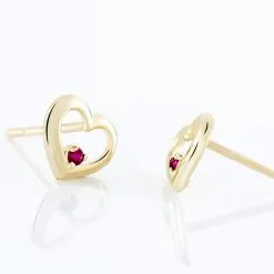 Histoire D'Or Boucles D'oreilles Puces Martella Or Jaune Rubis -Boucles d'oreilles Bracelet Soldes B3OFJRR119 view2
