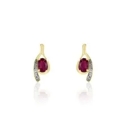 Histoire D'Or Bijoux D'oreilles Emotion Or Jaune Rubis Diamant