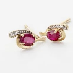 Histoire D'Or Bijoux D'oreilles Emotion Or Jaune Rubis Diamant -Boucles d'oreilles Bracelet Soldes B3OFJRR126 view2