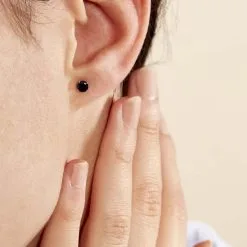 Histoire D'Or Boucles D'oreilles Puces Elea Serti Griffe Or Jaune Saphir -Boucles d'oreilles Bracelet Soldes B3OFJSB006 model1