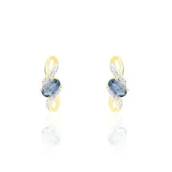 Histoire D'Or Boucles D'oreilles Puces Or Jaune Saphir Et Diamant