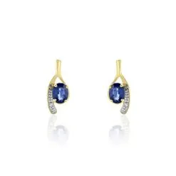Histoire D'Or Bijoux D'oreilles Emotion Or Jaune Saphir Diamant