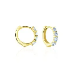 Histoire D'Or Créoles Leatrice Or Jaune Topaze Bleu Sky