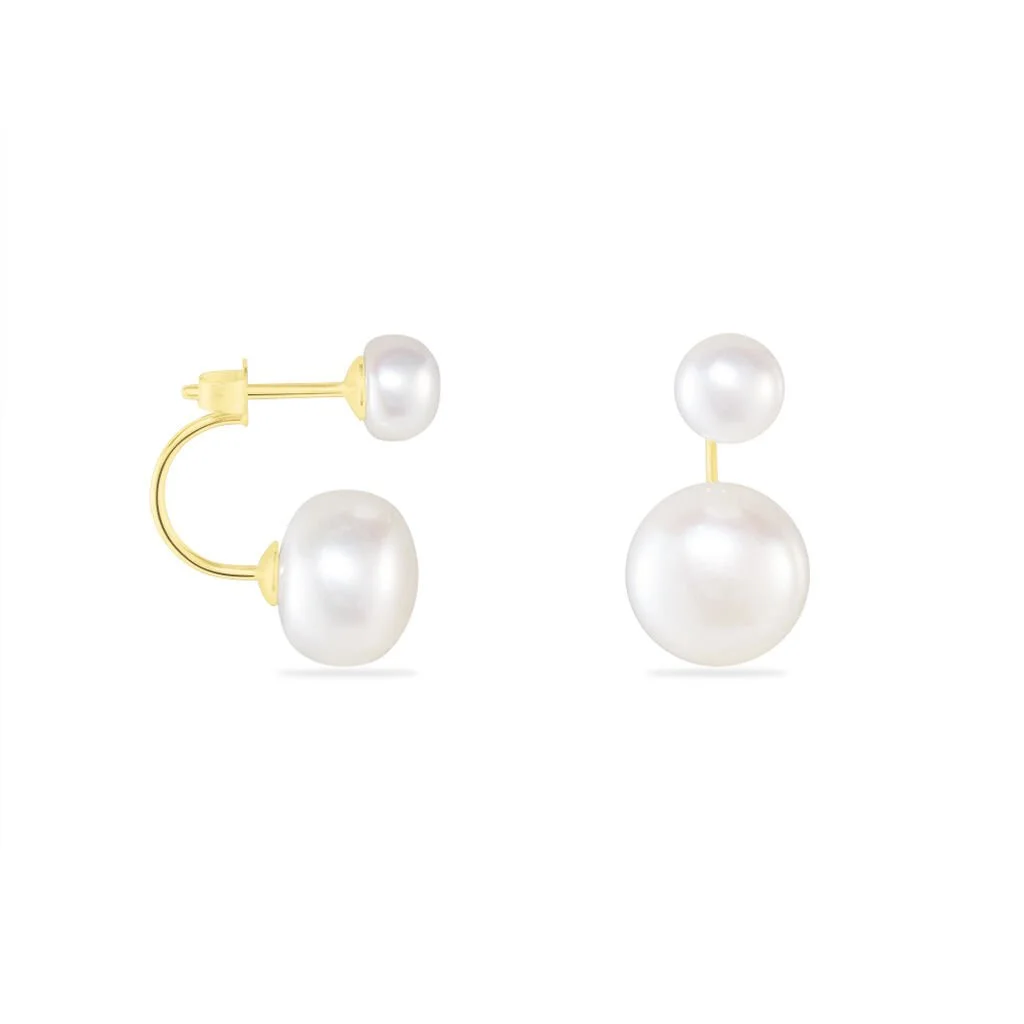Histoire D'Or Bijoux D'oreilles Metisse Or Jaune Perle De Culture 4 Histoire D'Or Bijoux D'oreilles Metisse Or Jaune Perle De Culture – Image 2