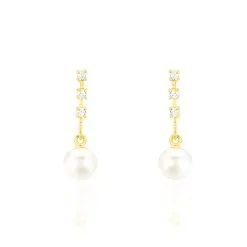 Histoire D'Or Boucles D'oreilles Pendantes Louise-marie Or Jaune Perle De Culture