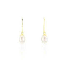 Histoire D'Or Boucles D'oreilles Pendantes Baroque Or Jaune Perle De Culture
