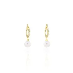 Histoire D'Or Boucles D'oreilles Pendantes Tesnimae Or Jaune Oxyde Perle De Culture