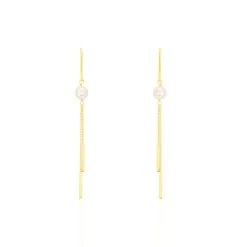 Histoire D'Or Boucles D'oreilles Pendantes Salman Or Jaune Perle De Culture