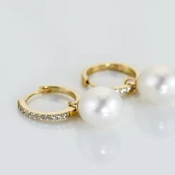 Histoire D'Or Créoles Anes Poire Or Jaune Perle De Culture Et Oxyde De Zirconium -Boucles d'oreilles Bracelet Soldes B3OFJU2350 view2