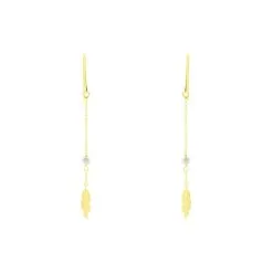 Histoire D'Or Boucles D'oreilles Pendantes Juditte Or Jaune Perle De Culture