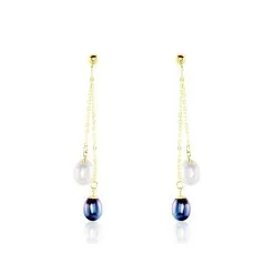 Histoire D'Or Boucles D'oreilles Pendantes Or Jaune Brayann Perles De Culture