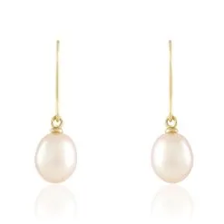 Histoire D'Or Boucles D'oreilles Pendantes Baroque Or Jaune Perle De Culture