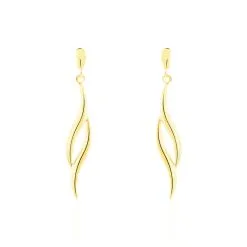 Histoire D'Or Boucles D'oreilles Pendantes Merone Vagues Or Jaune