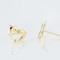 Histoire D'Or Boucles D'oreilles Puces Fulvie Double Dauphins Or Jaune -Boucles d'oreilles Bracelet Soldes B3OFJW00CL view2