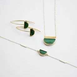 Histoire D'Or Boucles D'oreilles Pendantes Florica Or Jaune Malachite -Boucles d'oreilles Bracelet Soldes B3OFJXV008 model2