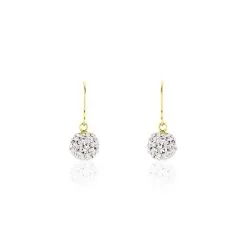 Histoire D'Or Boucles D'oreilles Pendantes Or Jaune Fidelia Cristal