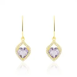 Histoire D'Or Boucles D'oreilles Pendantes Rosaline Or Jaune Amethyste Et Oxyde