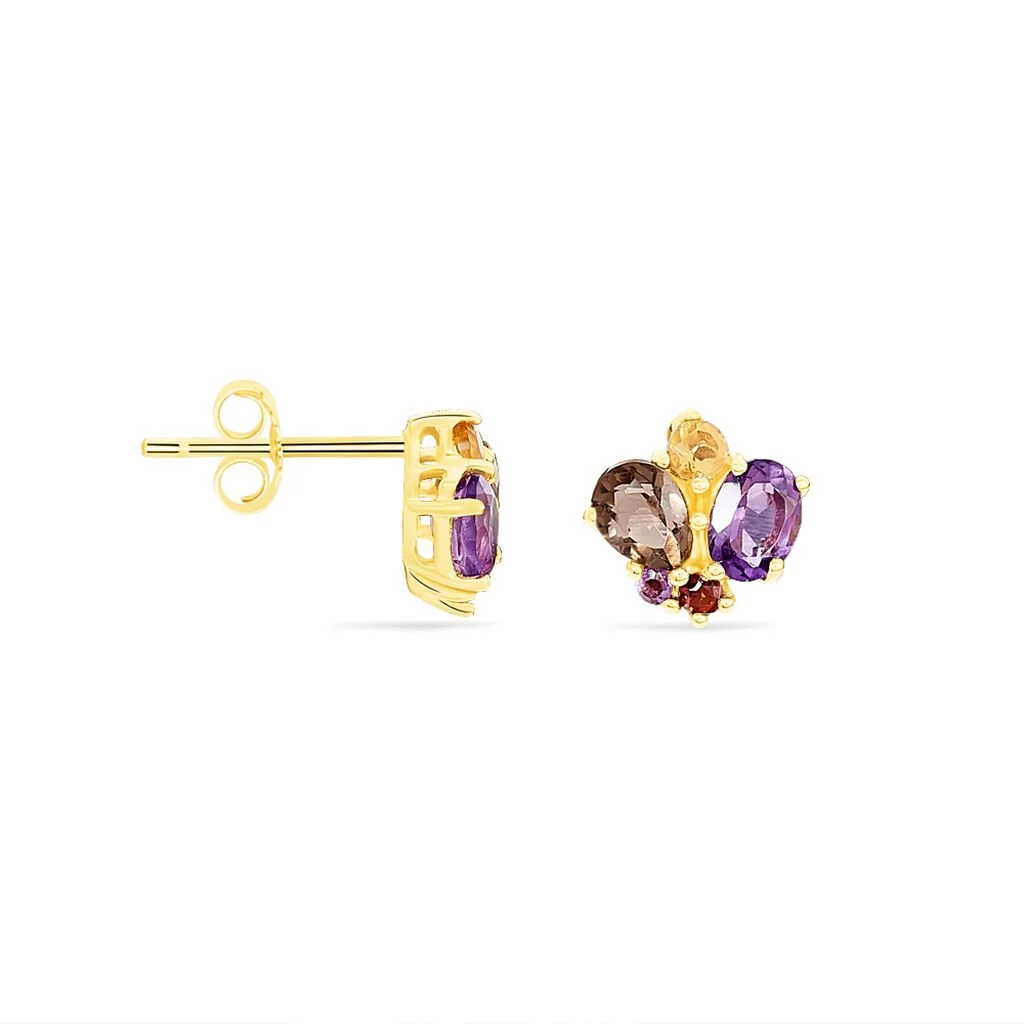 Histoire D'Or Boucles D'oreilles Pendantes Or Jaune Amethyste Et Quartz Et Citrine 4 Histoire D'Or Boucles D'oreilles Pendantes Or Jaune Amethyste Et Quartz Et Citrine – Image 2