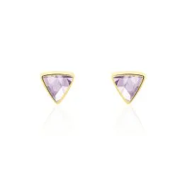 Histoire D'Or Boucles D'oreilles Puces Juliete Or Jaune Amethyste