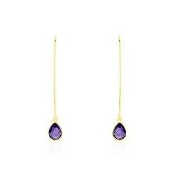 Histoire D'Or Créoles Phie Poire Or Jaune Amethyste