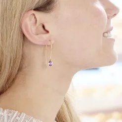 Histoire D'Or Créoles Phie Poire Or Jaune Amethyste -Boucles d'oreilles Bracelet Soldes B3OFJYI180 model0