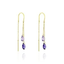 Histoire D'Or Boucles D'oreilles Pendantes Terence Or Jaune Amethyste