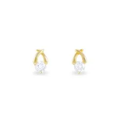 Histoire D'Or Boucles D'oreilles Puces Alvina Ruban Or Jaune Oxyde De Zirconium