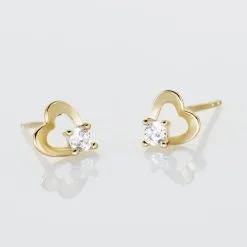 Histoire D'Or Boucles D'oreilles Puces Daria Cœur Or Jaune Oxyde De Zirconium -Boucles d'oreilles Bracelet Soldes B3OFJZW323 view2