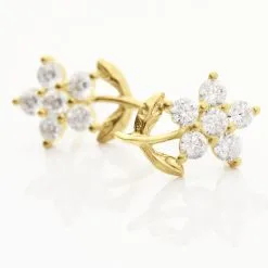 Histoire D'Or Boucles D'oreilles Puces Eleanor Fleur Or Jaune Oxyde De Zirconium -Boucles d'oreilles Bracelet Soldes B3OFJZW402 view2