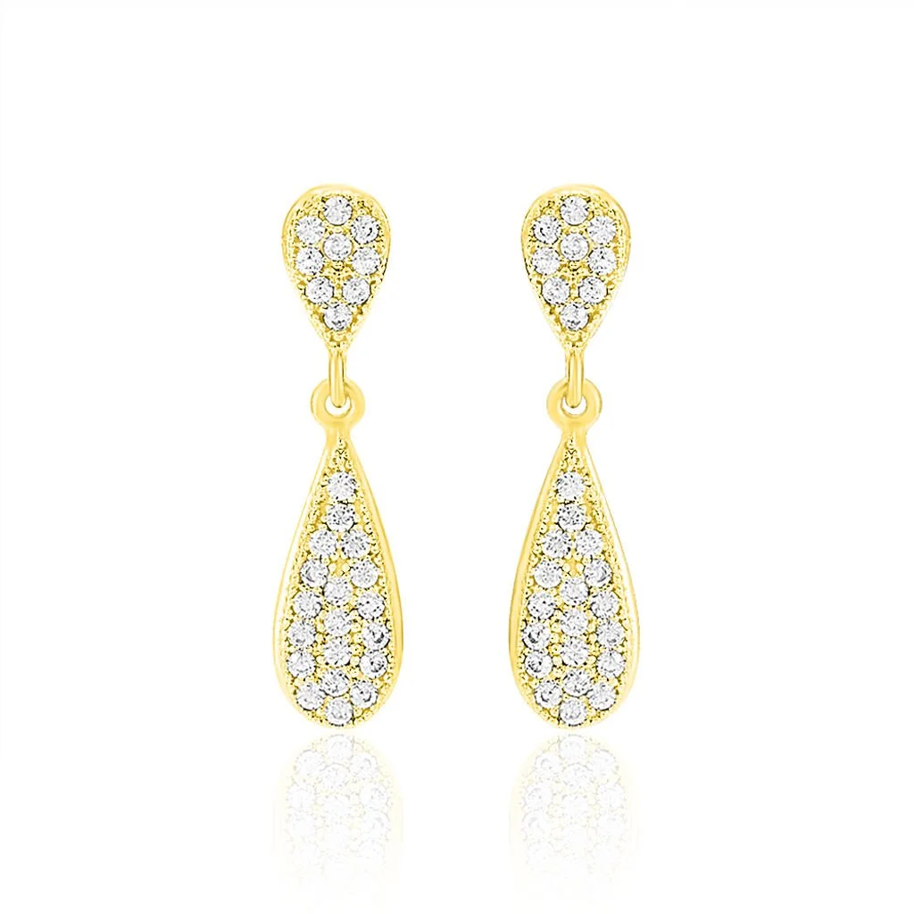 Histoire D'Or Boucles D'oreilles Pendantes Reiko Or Jaune Oxyde De Zirconium 3 Histoire D'Or Boucles D'oreilles Pendantes Reiko Or Jaune Oxyde De Zirconium