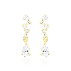 Histoire D'Or Boucles D'oreilles Pendantes Cegolene Or Jaune Oxyde De Zirconium