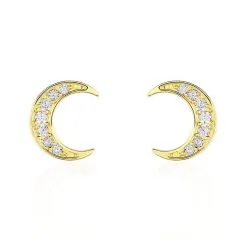 Histoire D'Or Boucles D'oreilles Pendantes Francoise-marie Lune Or Jaune Oxyde
