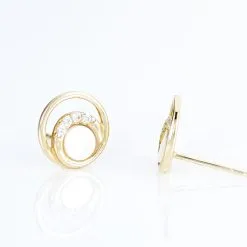 Histoire D'Or Boucles D'oreilles Puces Kamilka Or Jaune Nacre Et Oxydes -Boucles d'oreilles Bracelet Soldes B3OFJZW885 view2