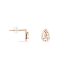 Histoire D'Or Boucles D'oreilles Puces Or Rose Morganite Et Diamant -Boucles d'oreilles Bracelet Soldes B3OFRAS007 view1