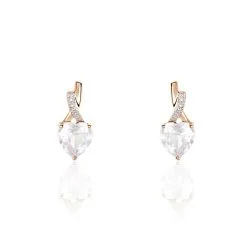 Histoire D'Or Boucles D'oreilles Puces Or Rose Clothilde Quartz