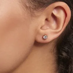 Histoire D'Or Boucles D'oreilles Puces Elda Serti Clos Or Rose Oxyde De Zirconium -Boucles d'oreilles Bracelet Soldes B3OFRZW010 model0