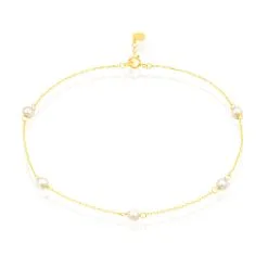 Histoire D'Or Chaîne De Cheville Akif Or Jaune Perle De Culture