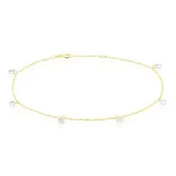 Histoire D'Or Chaine De Cheville Or Jaune Leucitica Oxydes De Zirconium