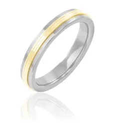 Histoire D'Or Alliance 1 Anneau Raye Ruban Plat Or Bicolore