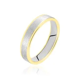 Histoire D'Or Alliance Carme Ruban Plat Or Blanc