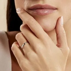 Histoire D'Or Alliance Meredithe Demi Jonc Classique Or Blanc -Boucles d'oreilles Bracelet Soldes B7AMBW0614 model0