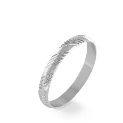 Histoire D'Or Alliance Hercule Striee Demi Jonc Classique Or Blanc