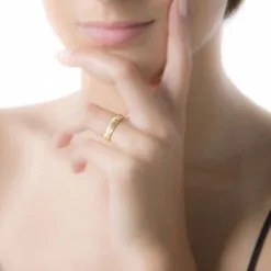 Histoire D'Or Alliance Eros Brossee Ruban Plat Or Jaune -Boucles d'oreilles Bracelet Soldes B7AMJW0148 model0