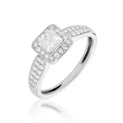 Histoire D'Or Solitaire Or Blanc Princessa Diamant Synthetique