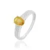 Histoire D'Or Bague Crista Or Blanc Citrine Et Diamant
