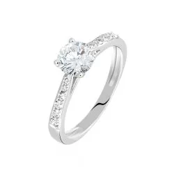 Histoire D'Or Bague Solitaire Laetitia Or Blanc Diamant Synthetique