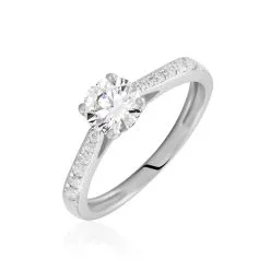 Histoire D'Or Bague Solitaire Laetitia Or Blanc Diamant Synthetique