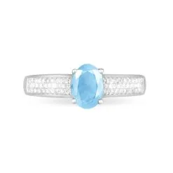 Histoire D'Or Bague Crista Or Blanc Topaze Et Diamant -Boucles d'oreilles Bracelet Soldes B7DFBTB488 view1