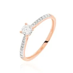 Histoire D'Or Bague Solitaire Laetitia Or Rose Diamant